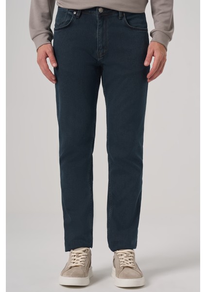 Erkek Haki Denim 5 Cep Slim Fit Jean Kot Pantolon