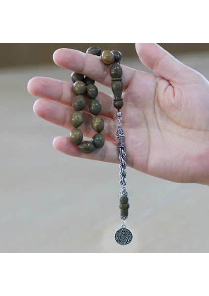 925 Ayar Gümüş Halat Püsküllü Arpa Kesim Kahverengi Pelesenk Efe Tesbih modelleri