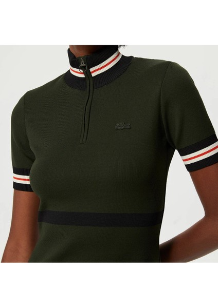 Kadın Flare Fit Renk Bloklu Haki Elbise modelleri