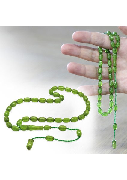 Sistemli Özel Kesim Sedefli Yeşil Ateş Kehribar Tesbih fiyatları