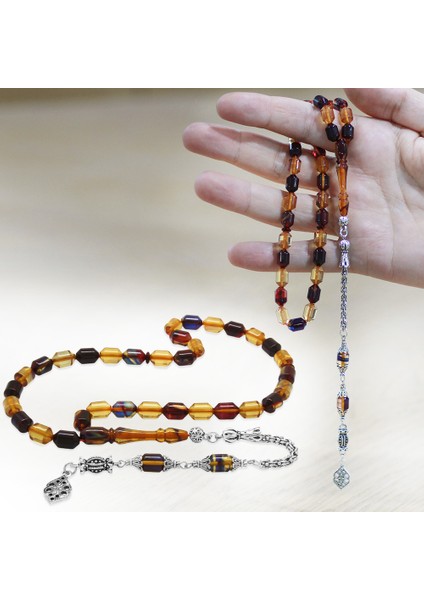 Kararmaz Metal Arnavut Püsküllü Uçlu Kapsül Kesim Bonibon Ateş Kehribar Tesbih fiyatları