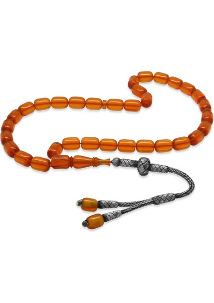 1000 Ayar Gümüş Kazaz Püsküllü Her Bir Tanesi Usta Işçilikli Kapsül Kesim Papaya Renk Katalin Tesbih