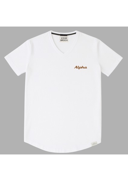 Kişiye Özel Nakışlı Yakası Biyeli Kısa Kollu V Yaka Premium Beyaz Tişört S modelleri