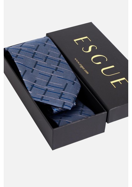 8 cm Klasik Geniş Hand Made Lacivert - Gri Çizgili Desen Mendilli Kravat fırsatları