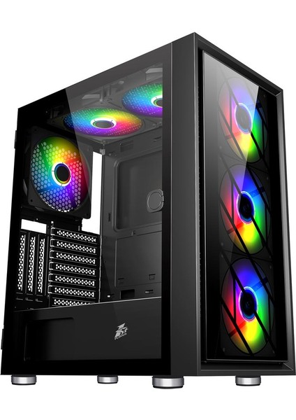 Ontech - 1st Player Ar7-G Siyah 750W 80+ Sılver Atx 3.1 Argb 4X12CM Fan Temperli Cam USB 3.0 Atx Kasa