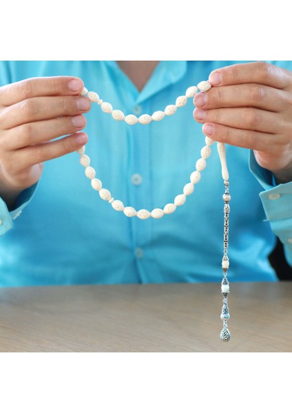 925 Ayar Gümüş Kral Zincir Püsküllü Kalem Işçilikli Özel Kesim Deve Kemiği Tesbih fırsatları