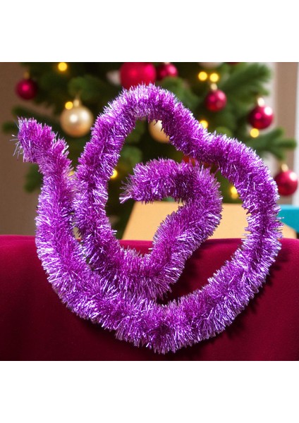 2 Metre Metalik Pembe Yılbaşı Boyun Simi Pembe Yumuşak Boyun Garlandı Dekor Pembe Süsleme Simi