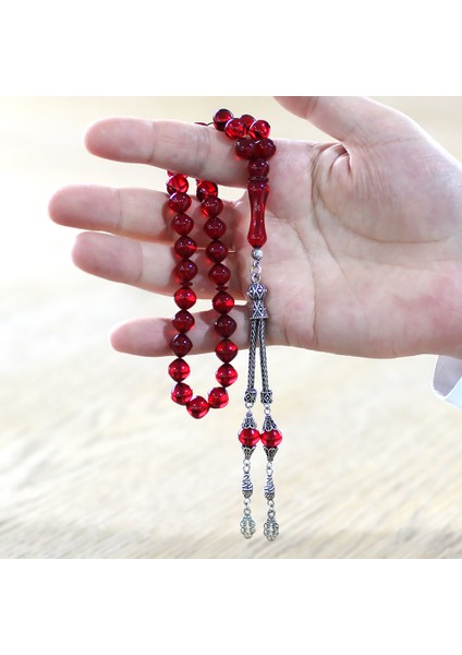 925 Ayar Gümüş Püsküllü Istanbul Kesim Bayrak Kırmızı Ateş Kehribar Tesbih fırsatları