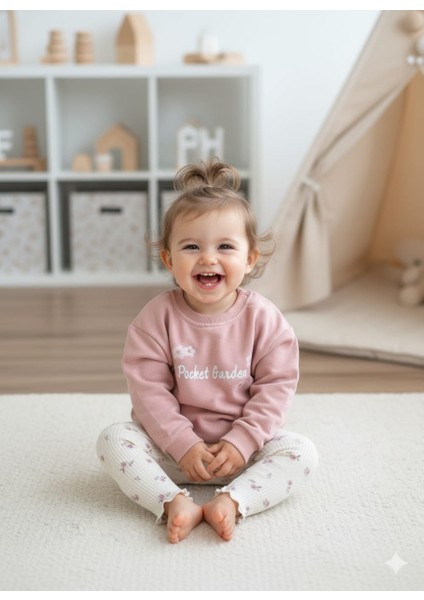 Laura Baby Çiçek Desenli Kız Bebek Çocuk Alt Üst Taytlı Takım fiyatları