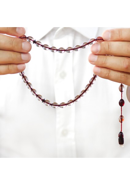 Sistemli Arpa Kesim Kırmızı Imame Kombinli Şeffaf Ateş Kehribar Tesbih fırsatları