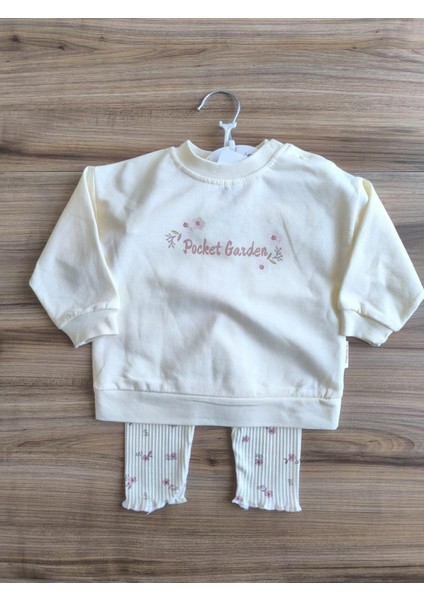 Laura Baby Çiçek Desenli Kız Bebek Çocuk Alt Üst Taytlı Takım