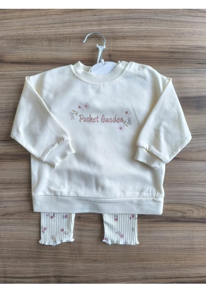 Laura Baby Çiçek Desenli Kız Bebek Çocuk Alt Üst Taytlı Takım