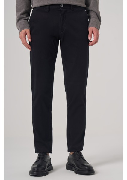 Erkek Siyah Pamuk Trend Slim Fit Chino Pantolon