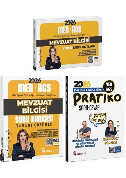 2026 Meb-Ags Mevzuat Bilgisi Video Ders Notları + Soru Bankası + Pratiko Soru Cevap 3 Lü Set- Esra Özkan Karaoğlu, Ömer Ekici Hoca Kafası Yayınları