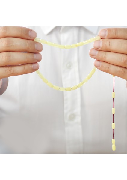 Damla Kehribar Tesbih - Sistemli Tasarım - Açık Sarı Renk - Kapsül Kesim fırsatları