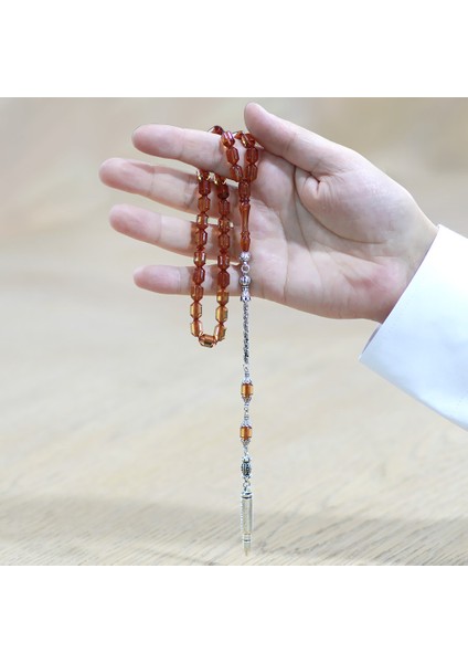 Kararmaz Metal Arnavut Püsküllü Uçlu Kapsül Kesim Şeffaf Sarı Ateş Kehribar Tesbih modelleri