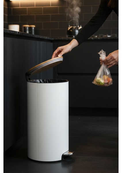 Çöp Kovaları Simply Smart Bambou 30 Lt Metal Beyaz indirimleri