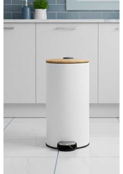 Çöp Kovaları Simply Smart Bambou 30 Lt Metal Beyaz