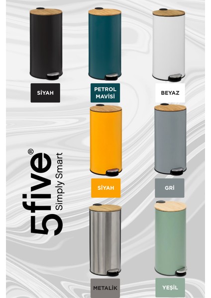 Çöp Kovaları Simply Smart Bambou 30 Lt Metal Beyaz