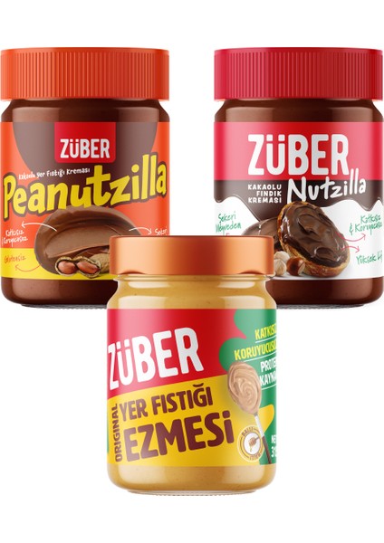 Peanutzilla x1+ Nutzilla x1 + Original Fıstık Ezmesi (Bal İlaveli) x1