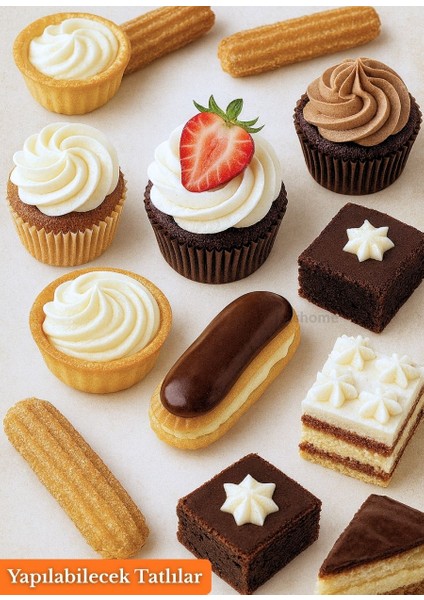 Cupcake, Ekler, Pasta ve Kurabiye Duyu 5’li Büyük Boy Paslanmaz Çelik Dekoratif Krema Duy Seti Set-3 fırsatları