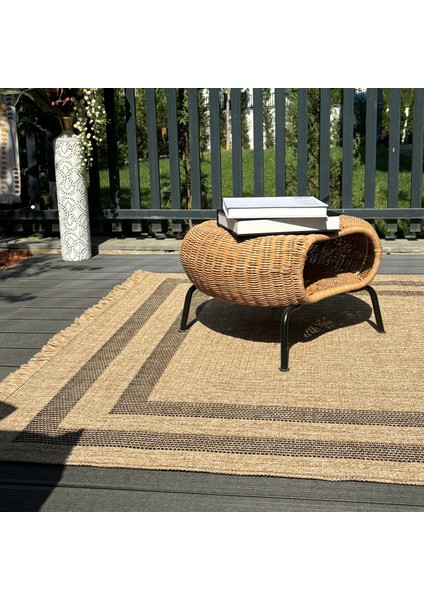 Mocha 668 Siyah Hav Toz Vermez Kolay Temizlenen Jüt Hasır Görünümlü Modern Halı