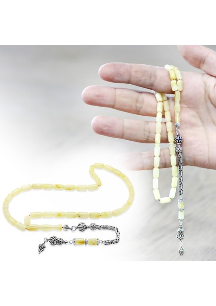 925 Ayar Gümüş Kral Zincir Püsküllü Kapsül Kesim Soft Sarı Beyaz Doğal Damla Kehribar Tesbih fiyatları