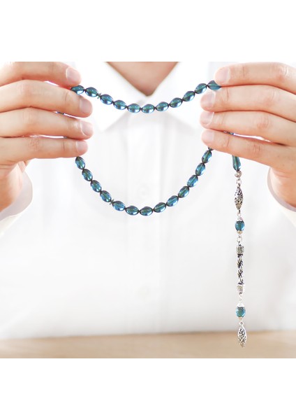 Kararmaz Metal Halat Püsküllü Arpa Kesim Turkuaz Ateş Kehribar Tesbih modelleri