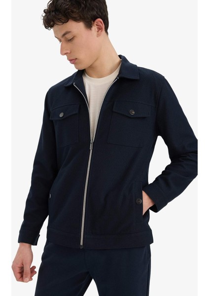 Slim Fit Dar Kesim Astarlı Fermuarlı Cepli Mevsimlik Baharlık Mont D7533AX25AU