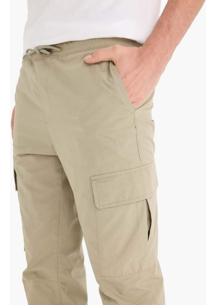 %100 Pamuk Regular Kargo Cepli Yazlık Jogger Paraşüt Pantolon