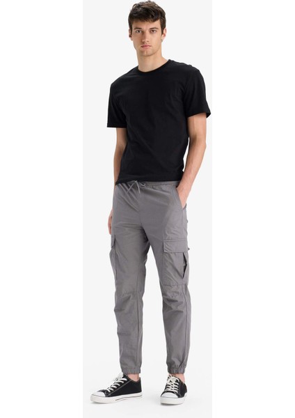 %100 Pamuk Regular Kargo Cepli Yazlık Jogger Paraşüt Pantolon