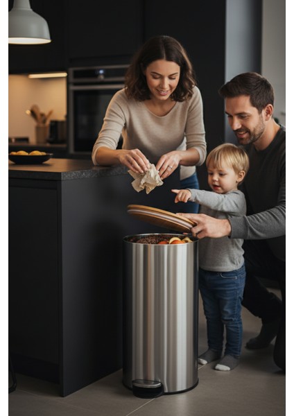 Çöp Kovaları Simply Smart Bambou 30 Lt Metal Inox
