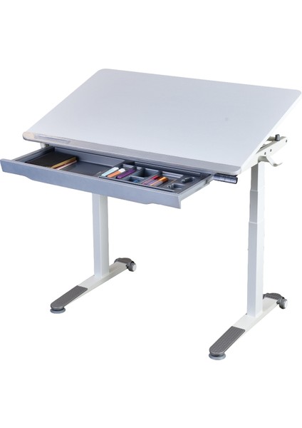 Omni Basic Elektrikli Ofis Masası, Yükseklik ve Eğim Ayarlı Çalışma Masası, Ev Ofis Ayarlanabilir Çalışma Masası