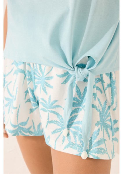 Sıfır Kol Desenli Şort Pijama Takımı indirimleri