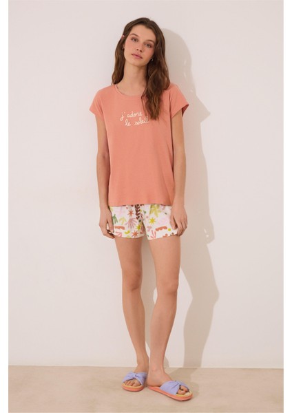 Turuncu Kısa Kollu Şortlu Pijama Takımı modelleri