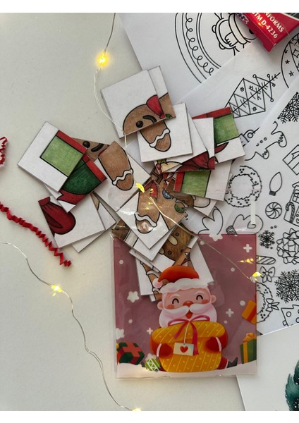 Yılbaşı Çocuk Etkinlik ve Aktivite Kutusu | Yeni Yıl Boyama, Oyun ve Eğlence Seti (Puzzle, Boyama, Yapıştırma ve Kurabiye Süsleme)