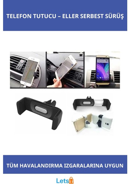 Araç Klimasına Takılan Döner Kıskaçlı Telefon Tutucu