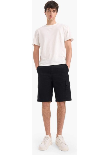 %100 Pamuk Regular Kargo Cepli Bermuda Şort E1708AX25SM