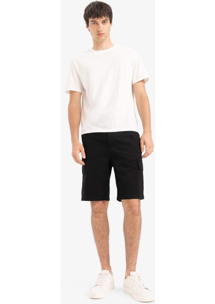 %100 Pamuk Regular Kargo Cepli Bermuda Şort E1708AX25SM