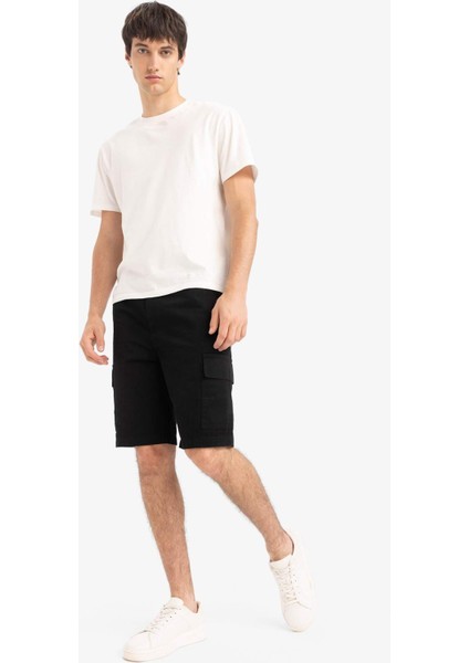 %100 Pamuk Regular Kargo Cepli Bermuda Şort E1708AX25SM