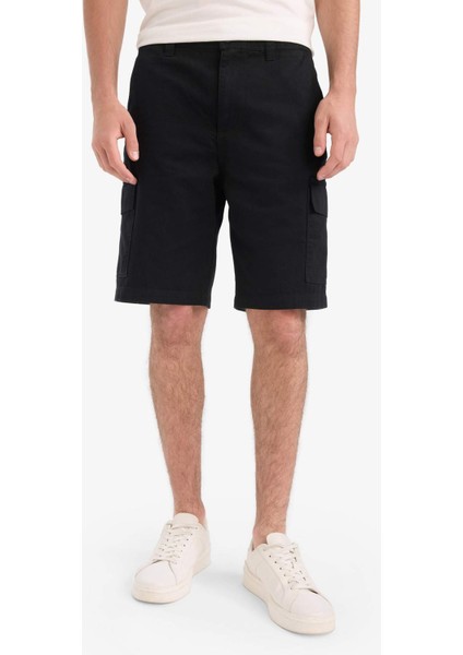 %100 Pamuk Regular Kargo Cepli Bermuda Şort E1708AX25SM
