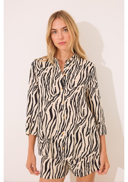 Gömlek Yaka Şortlu Siyah Beyaz Çizgili Pijama Takımı modelleri