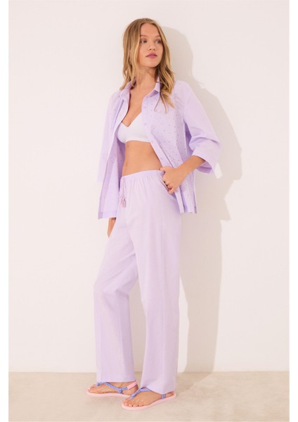 Mor Gömlek Yaka Pijama Takımı fiyatları