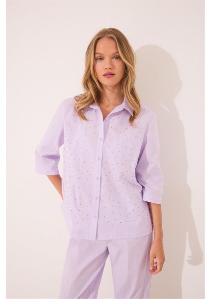 Mor Gömlek Yaka Pijama Takımı fırsatları