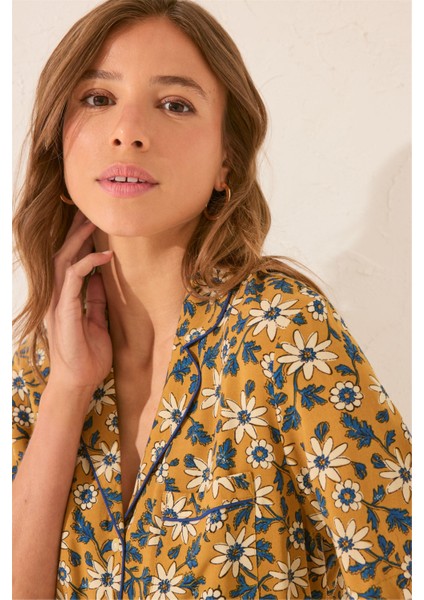 Kadın Hardal Desenli Pijama Takımı fiyatları