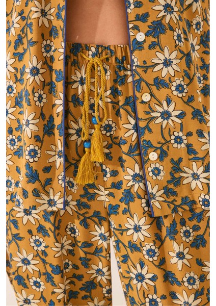 Kadın Hardal Desenli Pijama Takımı modelleri