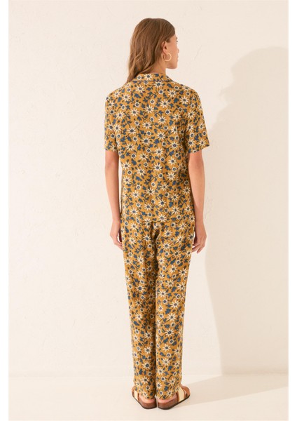 Kadın Hardal Desenli Pijama Takımı indirimleri