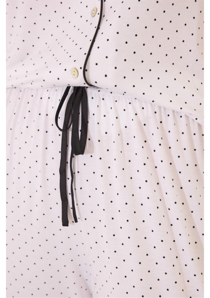 Kadın Beyaz Puantiyeli Pijama Takımı indirimleri