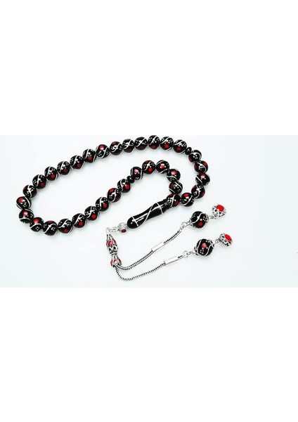 Oltu Taşı Üçlü Çeşmi Bülbül Kırmızı Işlemeli Tespih indirimleri