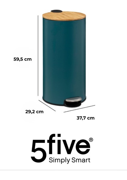 Çöp Kovaları Simply Smart Bambou 30 Lt Metal Petrol Mavisi fiyatları